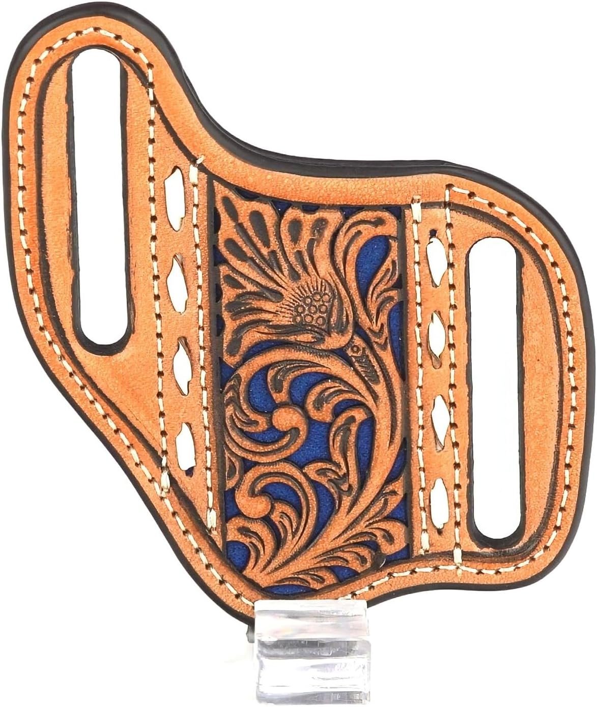 Knife Sheath Leather Blue Underlay Pierced