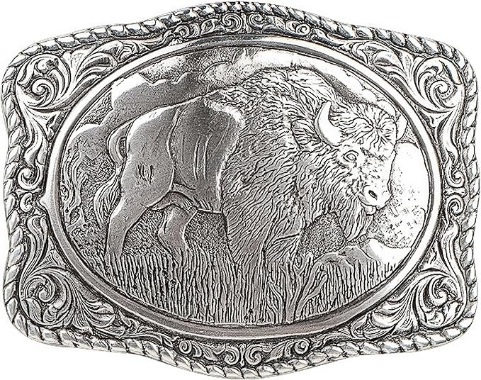 Men's Crumrine Silver Bison Scaloped Buckle